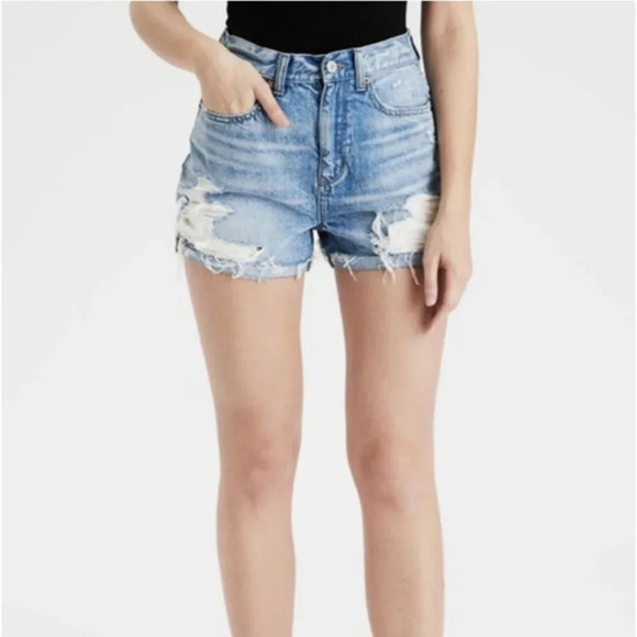American Eagle Distressed High Rise Mom Shorts - Picture 1 of 6